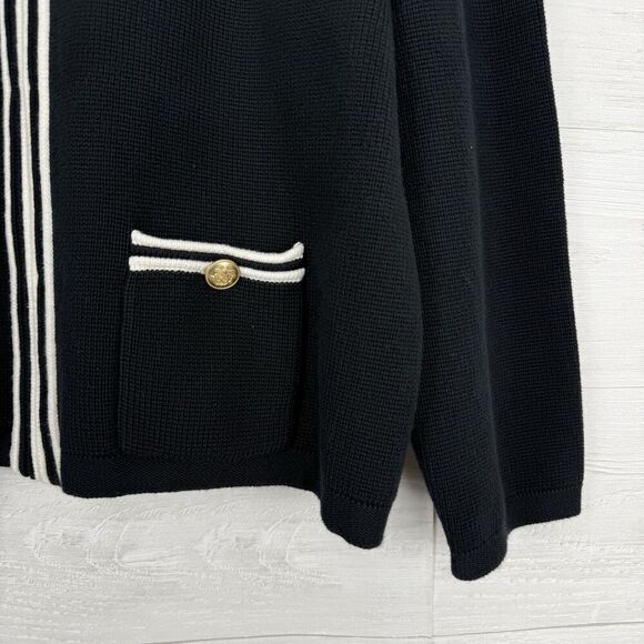 J.Crew Emilie Sweater Lady Jacket Women 3X Black w/ Contrast Trim Pockets Office - Picture 4 of 15